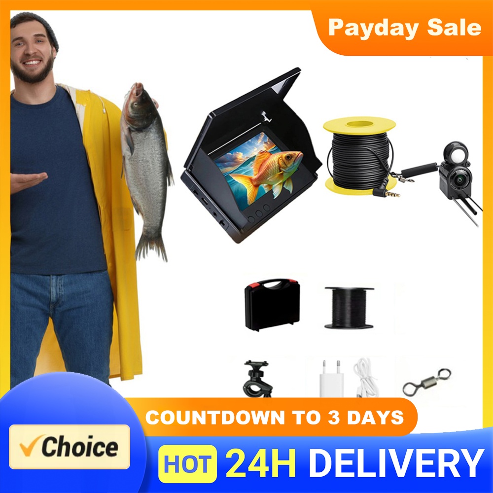 Fish Finder Portable - กล้องตกปลาใต้น้ำ หน้าจอ IPS 4.3 นิ้ว กล้องตกปลาบนน้ำแข็ง