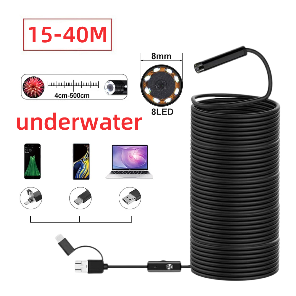 Fish Finder Cable - กล้องส่องค้นหาปลาขนาดเล็ก40เมตร IP68 720P กันน้ำกล้องงูสำหรับส่องใต้น้ำ